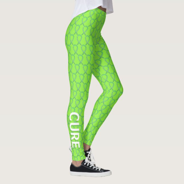 Leggings Lime Green Awareness Ribbon Personalizado Art Legg (Derecha)