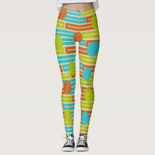 Leggings Lime Green, Cinnamon Brown, Turquesa Rectángulos