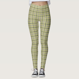Leggings Lime Green Plaid Classic Pattern Retro
