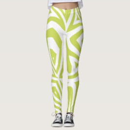 Leggings Lime Green Resumen Zebra Imprimir mujeres Piernas