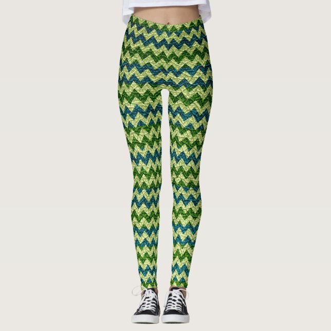 Leggings Lime Mint Chevron Modern Leather (Anverso)