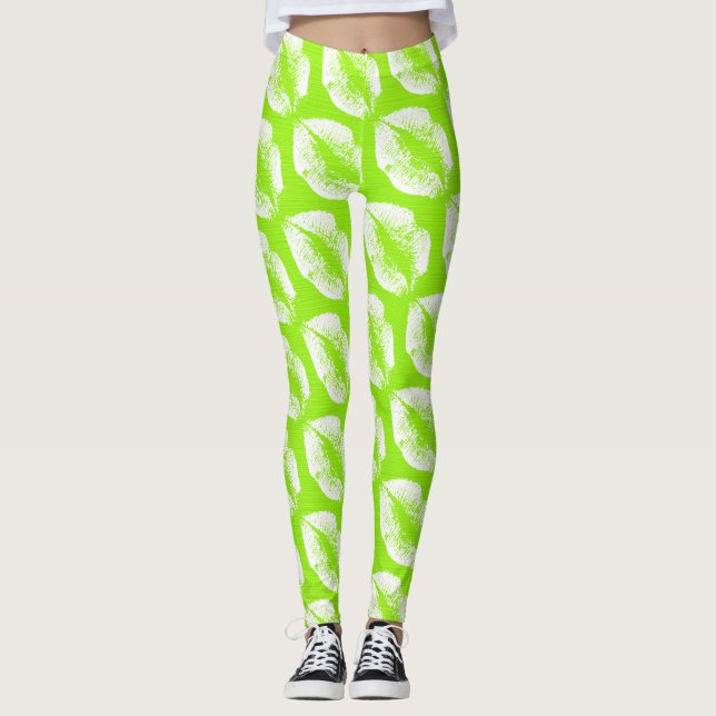 Leggings Lime moderna de labios blancos (Anverso)
