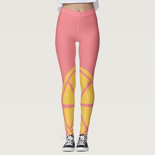 Leggings Limón abstracto Modelo-Rosado (Anverso)