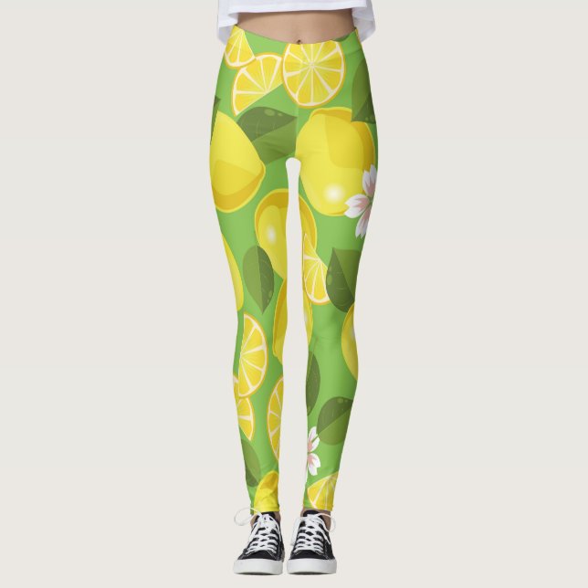 Leggings Limón pardo: declive del patrón de cítricos (Anverso)