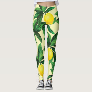 Leggings Limón vintage, patrón decorativo sin soldadura