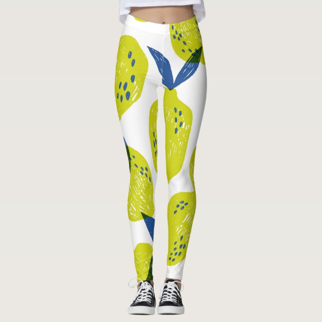 Leggings Limones jugosos: patrón inoxidable vintage. (Anverso)