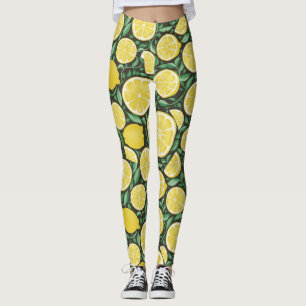Leggings Limones patrón Sinfonía de cítricos soleados