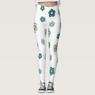 Leggings Linda Flor Azul Blanca