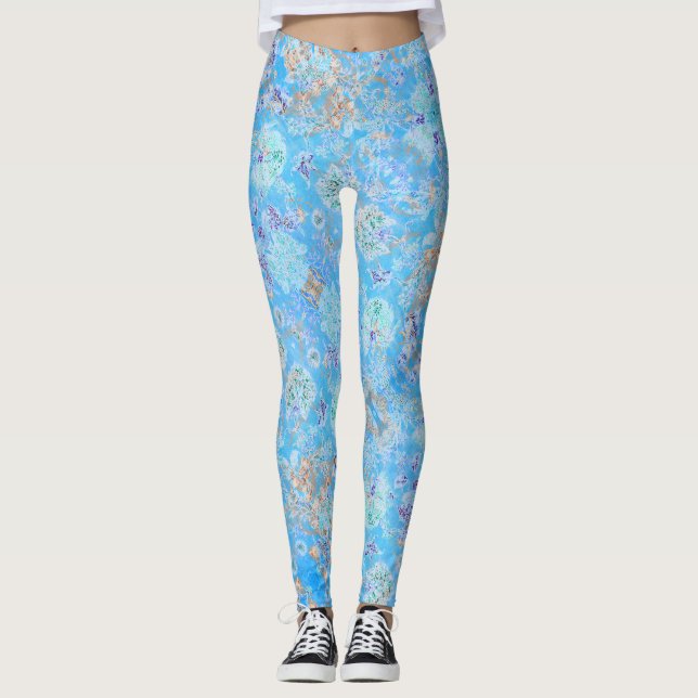 Leggings Lindo floral pastel azul (Anverso)