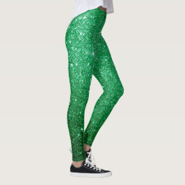 Leggings lindo lindo patrón de purpurina verde claro