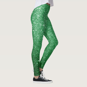 Leggings lindo lindo patrón de purpurina verde claro