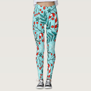 Leggings lindo patrón de navidad piernas azules