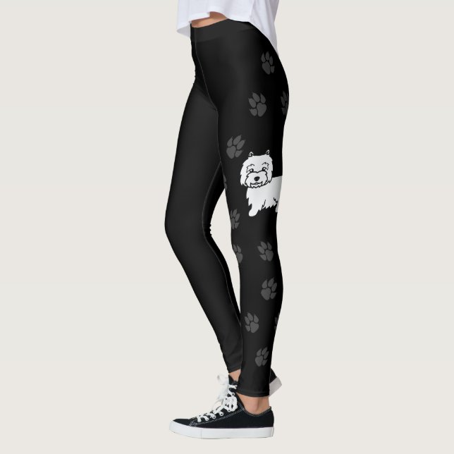 Leggings Lindo perro de raza Westie de dibujos animados con (Izquierda)
