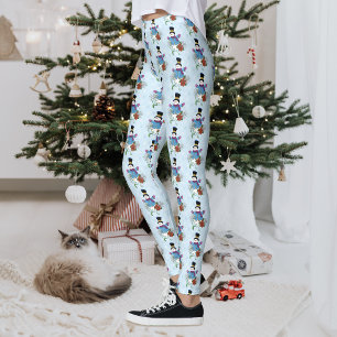 Leggings Lindo Poinsettia Navidad Hombre de Nieve Invierno