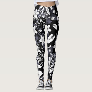 Leggings Lindo Sombreado Floral Flor Blanco