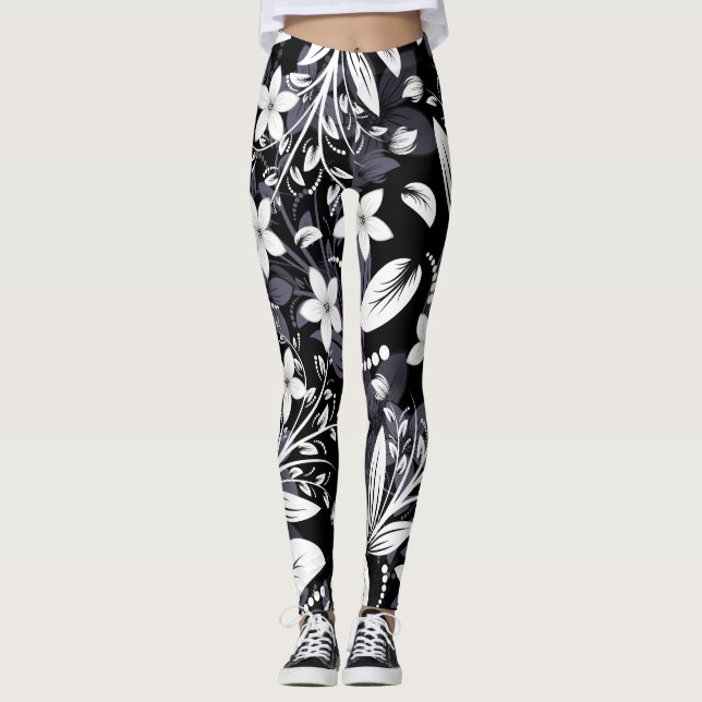 Leggings Lindo Sombreado Floral Flor Blanco (Anverso)