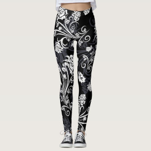 Leggings Lindo Sombreado Floral Flor Blanco