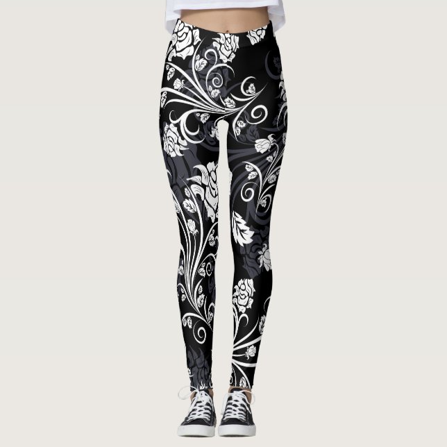 Leggings Lindo Sombreado Floral Flor Blanco (Anverso)