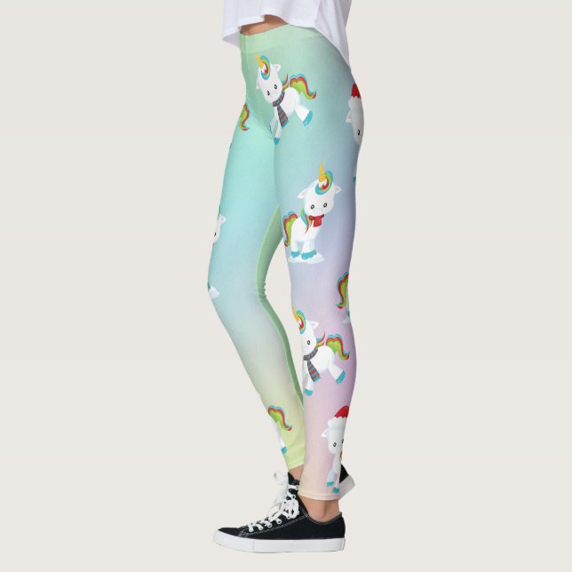 Leggings Lindo Unicornio de Navidad Arcoíris (Izquierda)