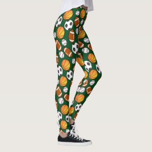 Leggings Lindo y divertido patrón de tema deportivo diferen