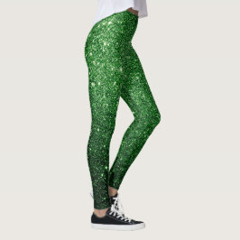 Leggings lindo y fresco patrón de purpurina verde