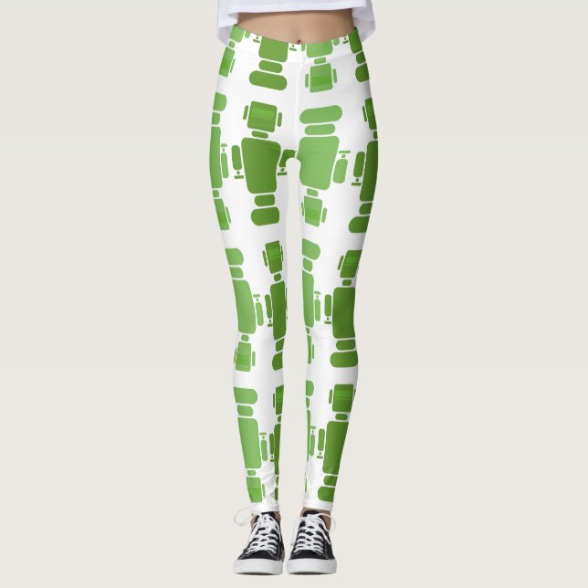 Leggings lindo y único diseño robot verde (Anverso)
