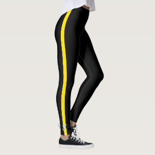 Leggings Línea amarilla fina inicial del monograma del