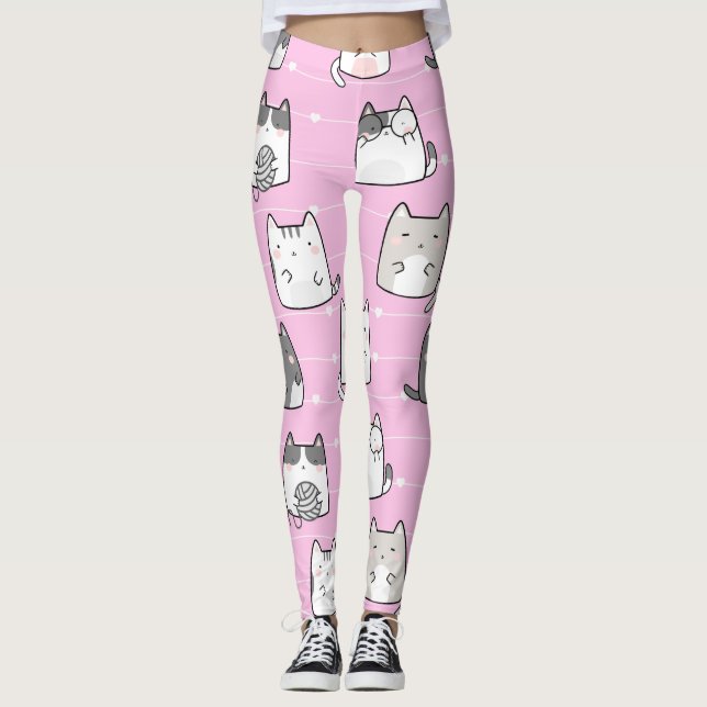 Leggings Línea de corazón del Patrón sin Marea Cuerdo Kawai (Anverso)