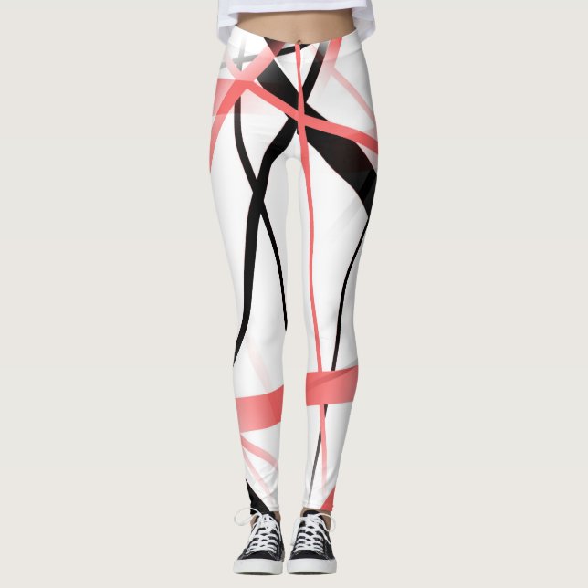 Leggings Línea Moderna Geometría Fría Blanco Rosa-Rosa Negr (Anverso)