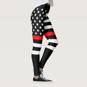 Leggings Línea roja fina gráfico de la bandera americana