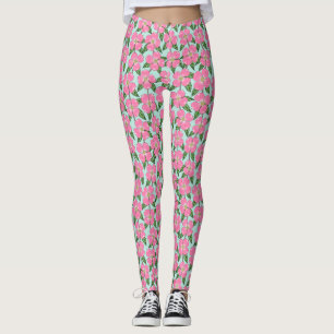 Leggings línea rosa de madera de dogwood florida dibujando 