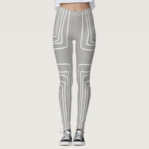 Leggings Líneas africanas grises y blancas