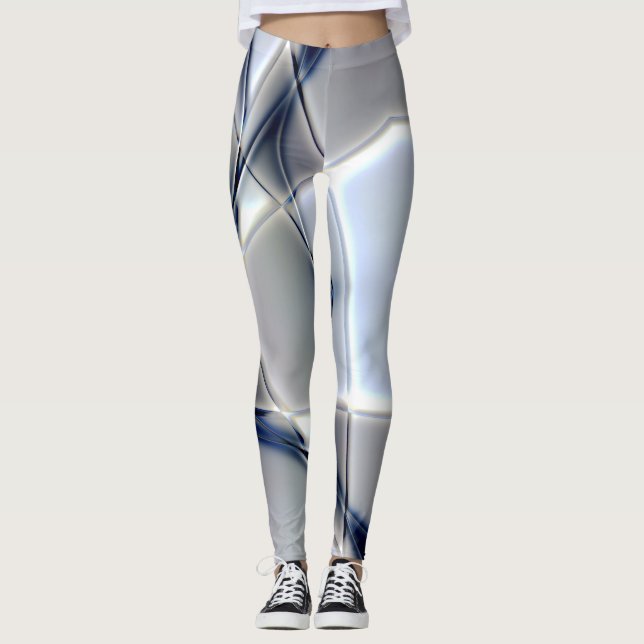 Leggings Líneas curvadas con tono de cromo azul sobre cuadr (Anverso)
