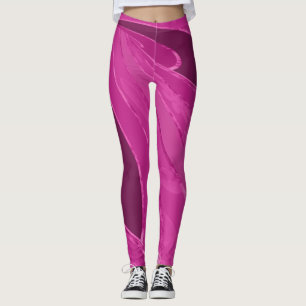 Leggings Líneas curvadas de seda abstractas en rosa