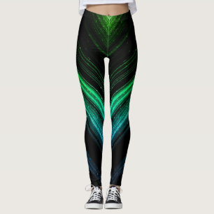 Leggings Líneas de chevron de galaxia verde espárricamente