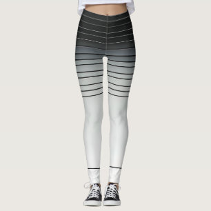 Leggings Líneas de cuadrícula minimalistas en gris y blanco