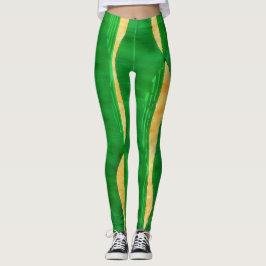 Leggings Líneas de curva amarilla verde Resumen de las leye