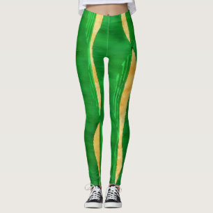 Leggings Líneas de curva amarilla verde Resumen de las leye