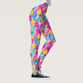 Leggings Líneas de formas geométricas vibratorias coloridas