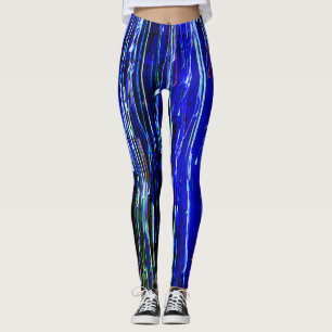 Leggings Líneas de goteo Resumen De Leyendas De Arte Azul