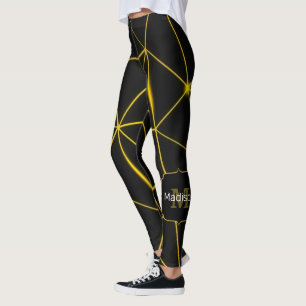 Leggings Líneas de oro de triángulos negros geométricos Mon