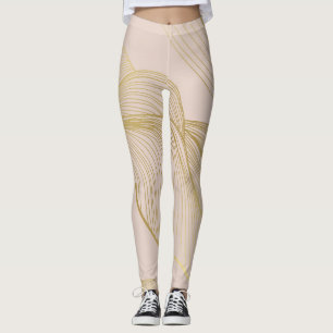 Leggings Líneas de Oro: Patrón de Vintage de Lujo.