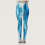 Leggings Líneas de trazo de pincel frío azul. Náutica de in<br><div class="desc">Aguas de la marina azul de la línea de pinceladas de brocha.</div>