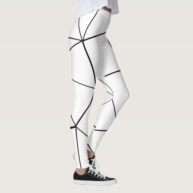 Leggings Líneas de triángulos blancos geométricos retro fre (Derecha)