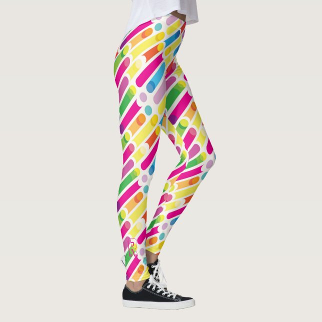 Leggings Líneas diagonales arte pop del arco iris del (Derecha)
