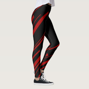 Leggings Líneas diagonales en rojo y negro