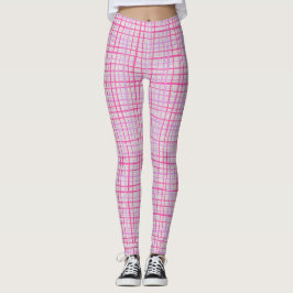 Leggings Líneas finas Patrón de comprobación C09.rosa en bl