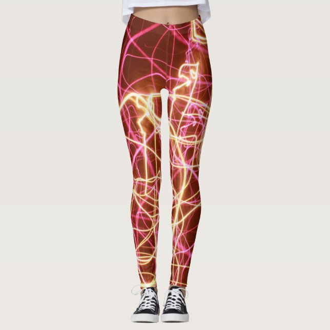 Leggings Líneas fluorescentes abstractas (Anverso)
