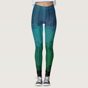 Leggings Líneas Geométricas Abstractas Gradiente Azul Sobre