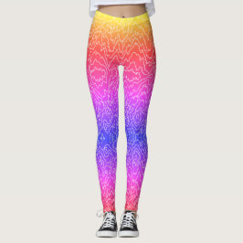 Leggings Líneas geométricas de curvas blancas en azul